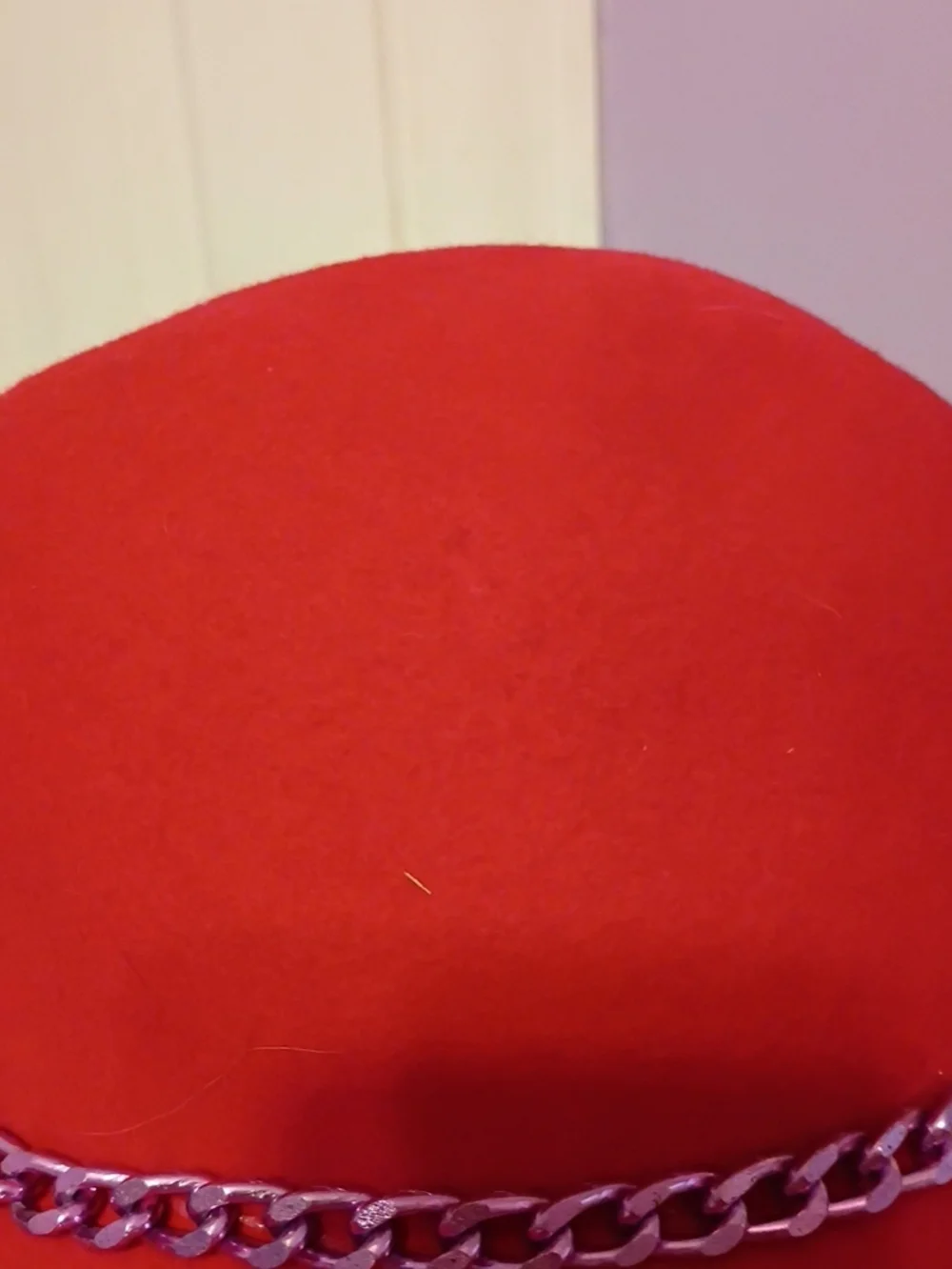Jeorgi New Red Women's Felt Fedora Hat with Chain Accent